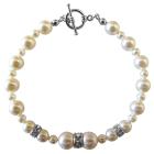 Exclusively Ivory Pearls Jewelry Handcrafted Bracelet Swarovski Ivory Pearls with Silver Rondells Sparkls like Diamond Spacer