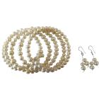 Five Stranded Freshwater Pearls Bracelets & Earrings Sets Ivory Cream Freshwater Pearl Bangle Fabulous Bracelet & Earrings Set