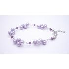 Adorable Bracelet Lilac Pearls with Swarovski Amethyst Crystals Bracelet