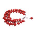 Artisan Creative Jewelry Red Beads Linked Together Cluster Bracelet Sexy Color