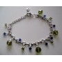 Elegant Formal Bracelet in silver with Tahitan and Sapphire Crystal hanging