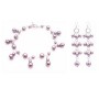 Dainty Sleek Fashionable Lavender Pearls Wedding Bracelet Earrings Set