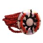 Coral Beads w/ Multi Stranded Stretchable Bracelet w/ Round Shell