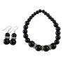 Handmade Stretchable Black Pearl Bracelet Matching Earrings Gift
