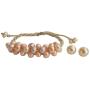 Peach Freshwater Pearl Bracelet Stud Earrings Accessories Jewelry Set