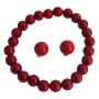 Enticing Red Jewelry Stretchable Bracelet Stud Earrings Dance Jewelry