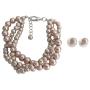 Bridesmaid Collection Champagne Pearl Stud Earrings 3 Strand Bracelet
