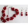 Wedding Popular Items In Red Pearls Twisted Bracelet With Matching Earrings