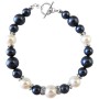Fine Bracelet Genuine Swarovski Pearls & Silver Rondells w/ Toggle Clasp 7 inches Bracelet