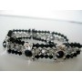 Gorgeous 3 Strands Bracelet Genuine Swarovski Black Diamond Crystals & Jet Crystals Latch Clasp 7 Inches Long
