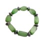 Green Barrel Cat Eye Stretchable Bracelet w/ Daisy Spacing Beads Bracelet