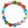 MultiColor Cat Eye Stretchable Bracelet w/ 9mm Faceted Beads & Daisy Spacing