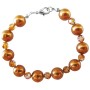 Copper Crystal Pearl Bracelet New Handmade w/ 9mm Pearl Material & 22k Gold Plated Clasp