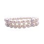 Double Strands Freshwater Pearl Stretchable Bracelet With Silver Rondells