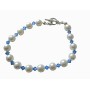 Sapphire Crystal w/ White Pearl Bracelet Handmade Pearls & Crystal