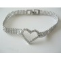 Heart Romantic Jewelry Cubic Zircon Heart Bracelet w/ Thick Beaded