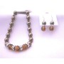 Chocolate Brown Pearl Bracelet Earrings Smoked Topaz Crystal & Brown Pearls
