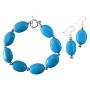 Turquoise Oval Beads Bracelet Earrings Silver Beads Spacer Bracelet