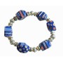 Millefiori Blue Beads Stretchable Bracelet w/ Different Shape & Size