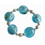 Ethnic Bali Silver Spacer Millefiori Oval Blue Stretchable Bracelet