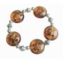 Tribal Traditional Ethnic Brown Oval Millefiori Stretchable Bracelet