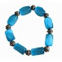 Barrel Blue Faceted Cate Eye Stretchable Bracelet Daisy Spacing Beads