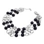 Black Pearls Cubic Zircon Stud Three Stranded Fashionable Bracelet