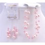 Rose Pearls Pale Pink Crystal Two Stranded Bracelet Earrings