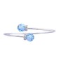 Aquamarine Crystals Cuff Bracelet w/ Silver Sparkle Rondells