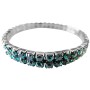 Green Cubic Zircon Stretchable Bracelet Embedded Round Double Strings