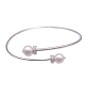 Cuff Silver Bracelet w/ White Pearls Spacer Silver Rondells
