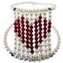 Passionate Love Express Jewelry Valentine Gift Give Your Heart White Pearl With Siam Red Crystal Heart At Center Cuff Bracelet