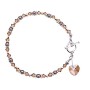 Cute Heart Charm Dangling Bracelet Brown Pearls Smoked Topaz Crystals