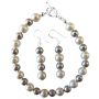 Prom Jewelry Fashionable Bracelet Earring White Pearl Lite Grey Pearls