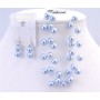 Two stranded Blue Pearls Bracelet Earrings Blue Bracelet Earrings Gift