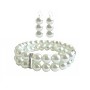 White Pearl Double Stranded Stretchable Bracelet & Matching Earrings