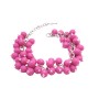 Handmade Artisan Jewelry Cluster In Beautiful Pink Beads Chic Bracelet