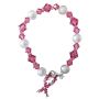 Breast Cancer Awareness Bracelet Swarovski Crystals Silver Beads