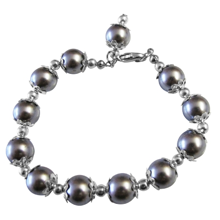 Cultured Pink Pearls Bracelet w/ Hanging Pearls