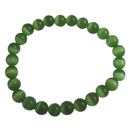Trendy Stretchable Bracelet Cool Citrine 8mm Cat Eye Beaded Bracelet