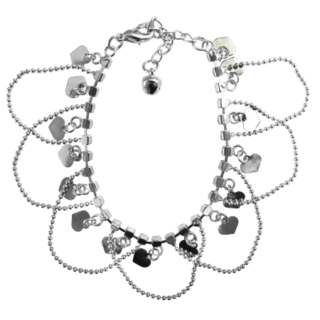 Heart Charm Dangling Bracelet Diamante Elegant Gift Affordable Jewelry