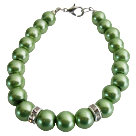 Bridal Party Low Prices Jewelry Green Color Pearls Wedding Bracelet