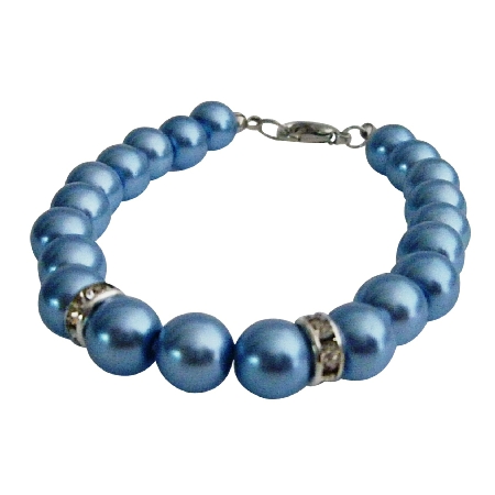 Wedding Gift Jewelry Collection Blue Pearls Bracelet Bridesmaid Gift