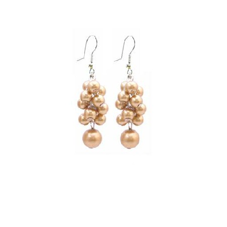 Under $5 Bridesmaid Wedding Jewelry Golden Grape Pearls Earrings
