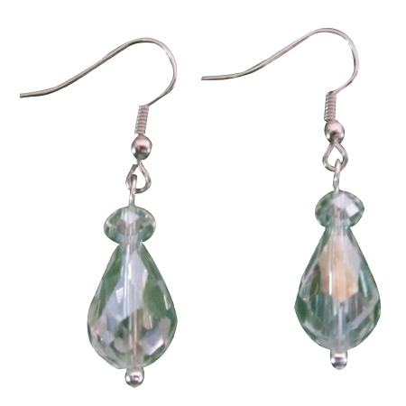 Girls Birthday Return Gift AB Concaved Faceted Crystal Earrings