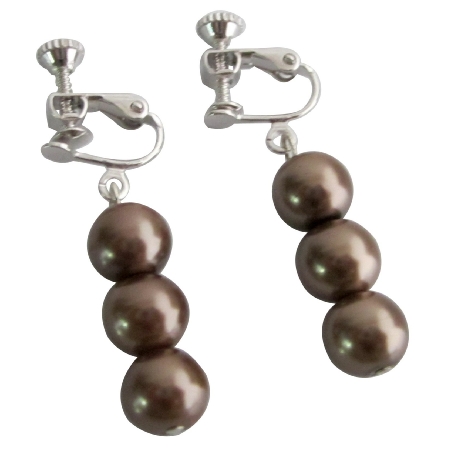 Women Pearls Clip On Earrings Jewelry Bronze Pearls