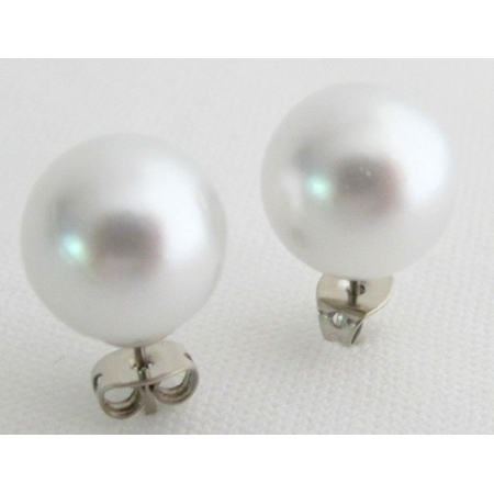 12mm White Pearl Stud Earrings Wedding Gift Bridal Earrings