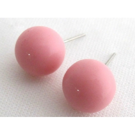 Baby Pink Round Bead Stud Earrings