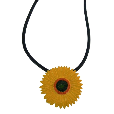 Gorgeous Fashion Yellow & Black Sunflower Girlfriend Pendant Necklace