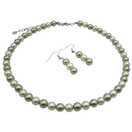 Wedding Customize Under $5 Necklace Honeydew & Green Pearls Jewelry